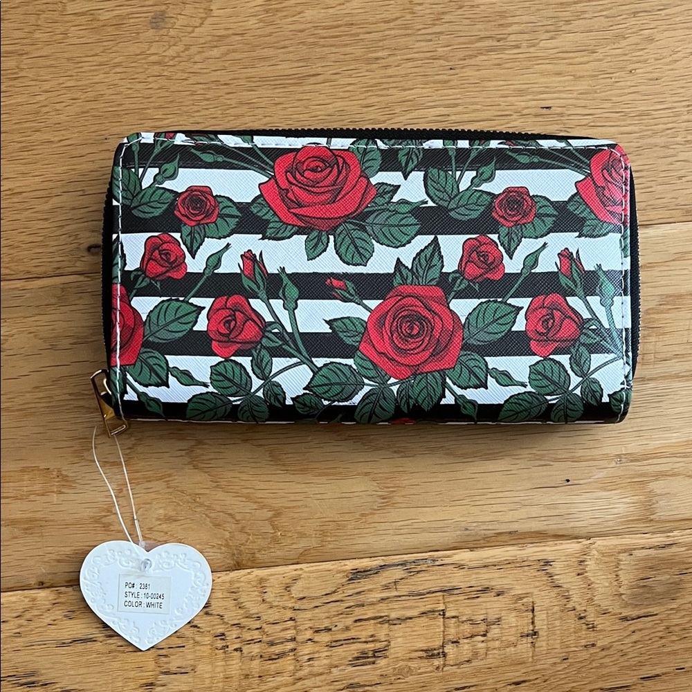 NWT - Floral Stripe Women's Wallet zipper around